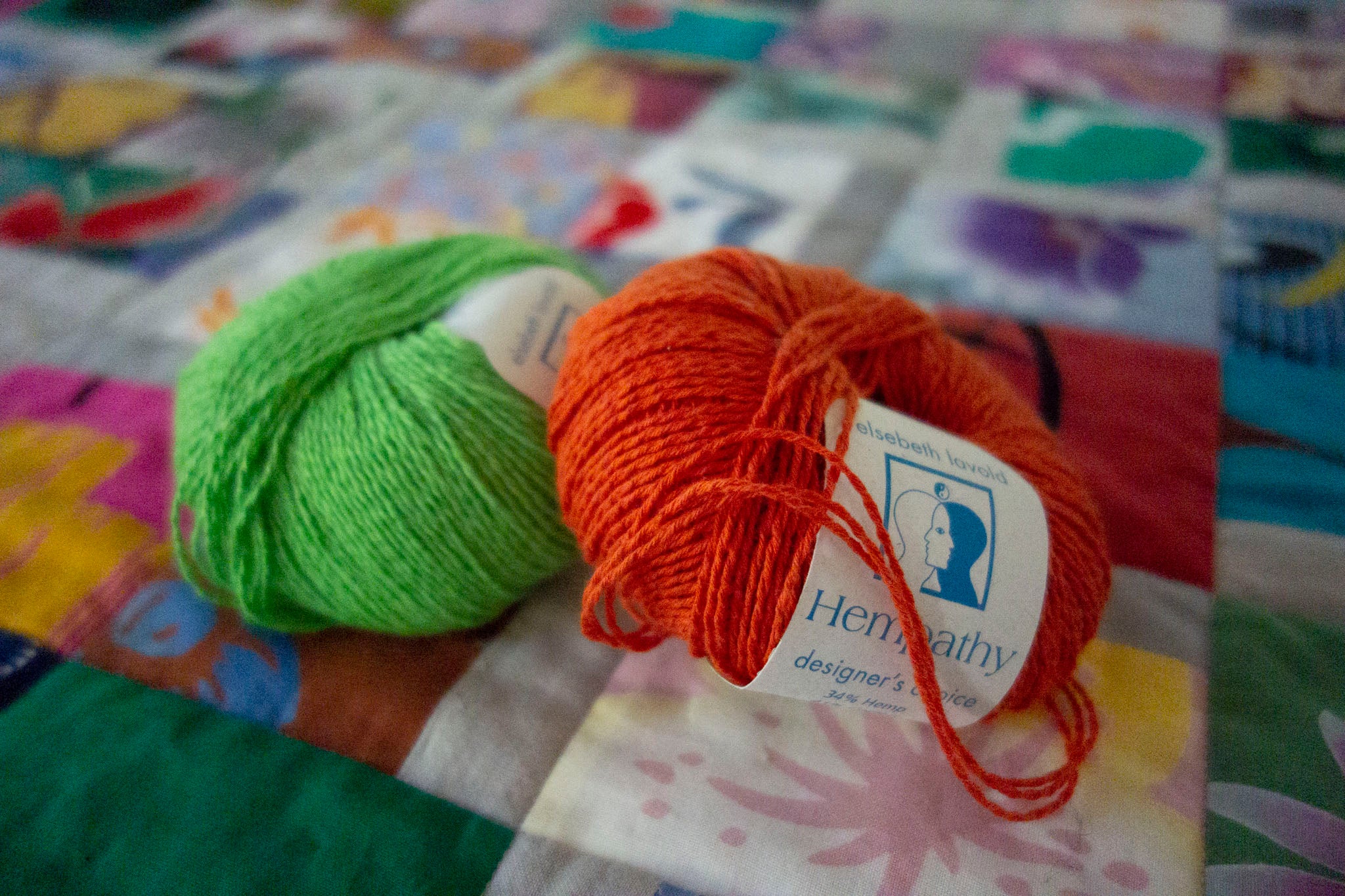 Yarn for ties for Scrappy Hatchi Quilt by Patricia Belyea