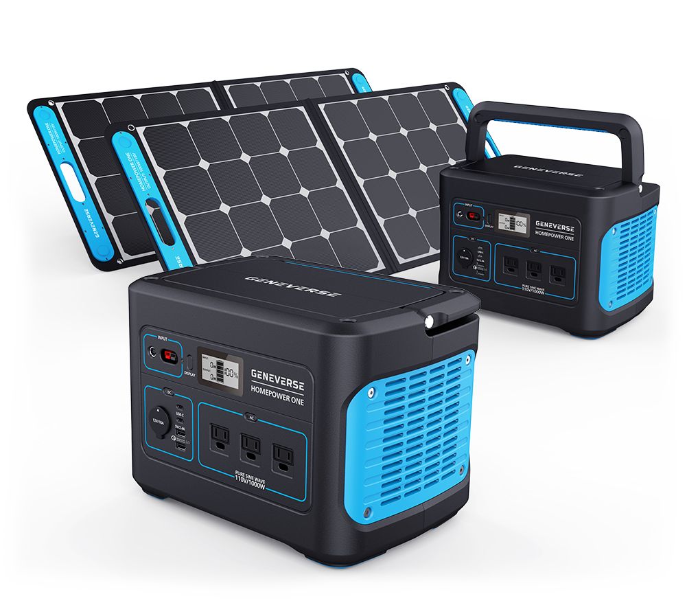 Geneverse Solar Generator , Emergency Power Supply For Your Home, 50% OFF Panels: 2X Batteries + (2X 100W Panels 50% OFF)