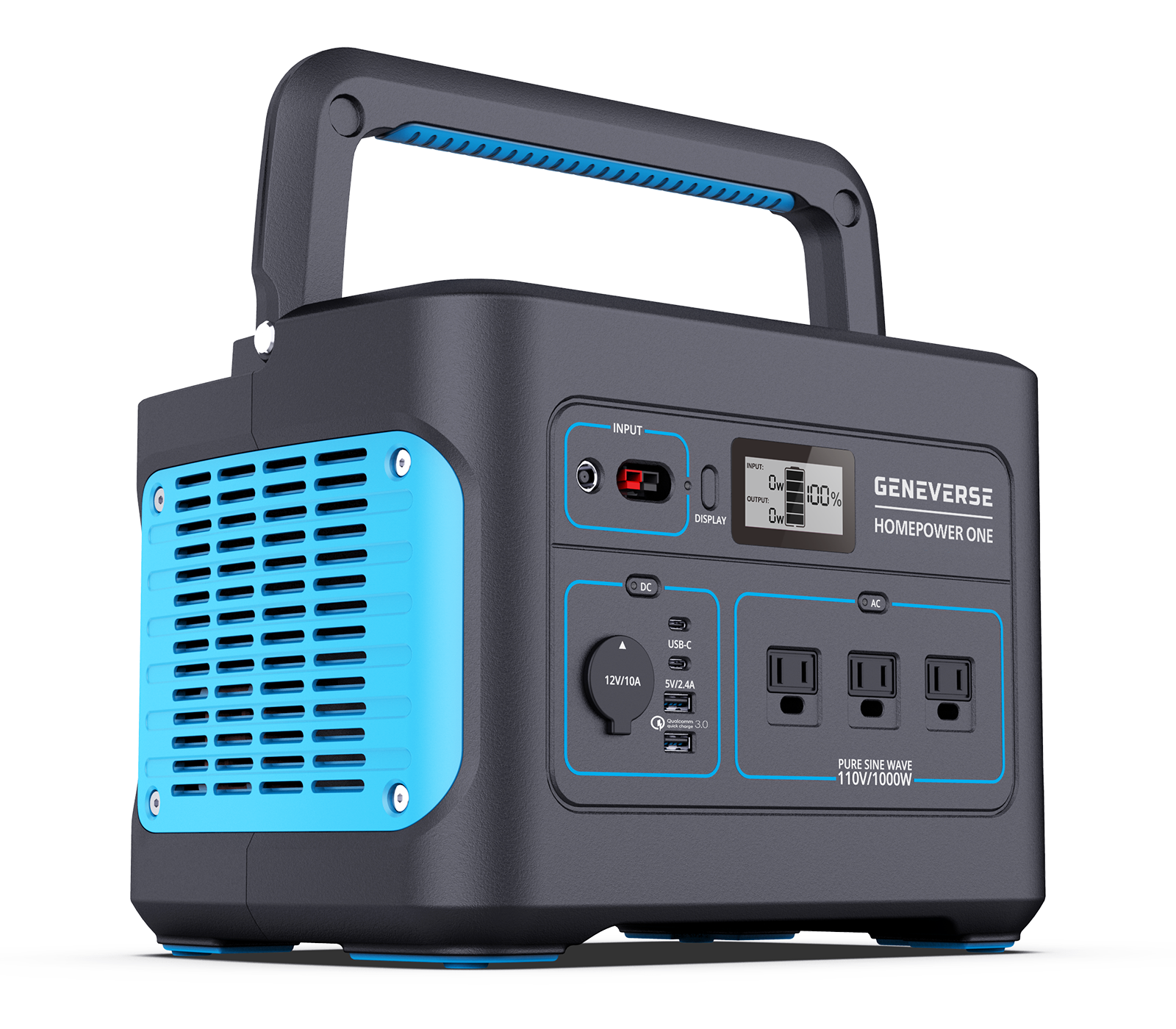 Geneverse HomePower ONE: Backup Battery Power Station (1000Wh), 1X Battery (1000W/2000W Surge)