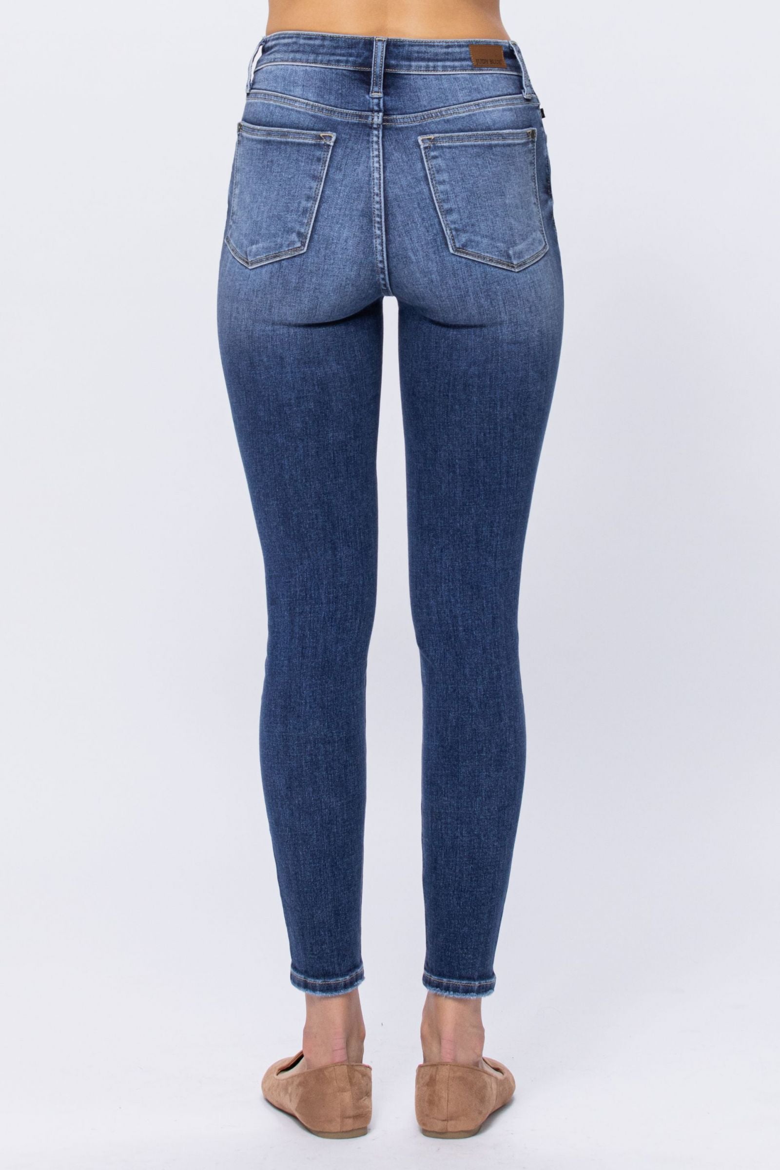 Esme Mid-Rise Long Inseam (34) Uncuffed Skinny Judy Blue Jeans – True  Betty Boutique
