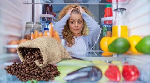 Coffee beans in the fridge