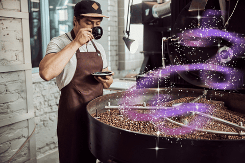 A coffee roaster with a magical graphic effect.