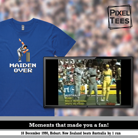 Maiden Over cricket t-shirt inspired by former Black Cap Chris Pringle