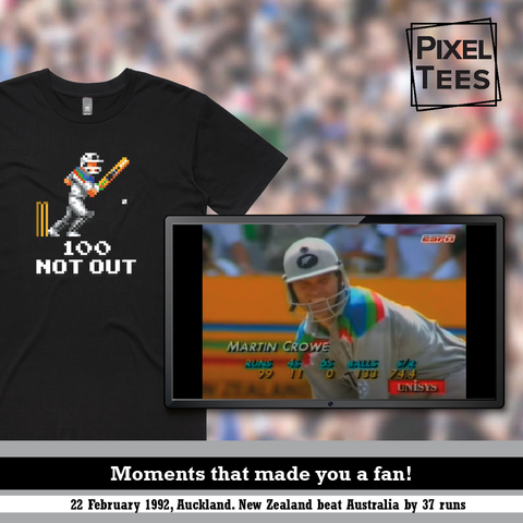 100 Not Out cricket t-shirt inspired by former Black Cap Martin Crowe