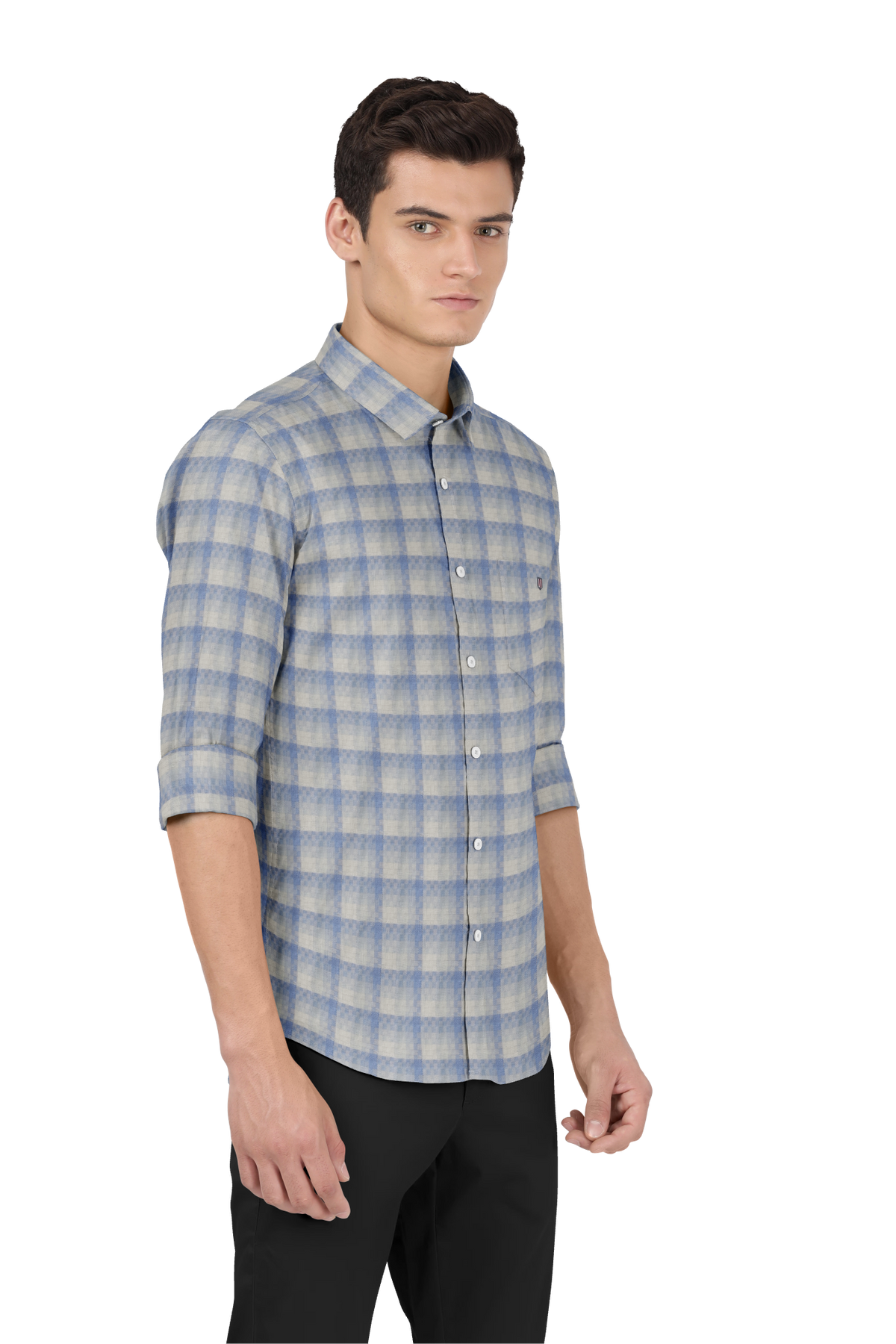 OTTO - White With Blue Checkered Shirt. Relax Fit - OFMOV2_1 ...