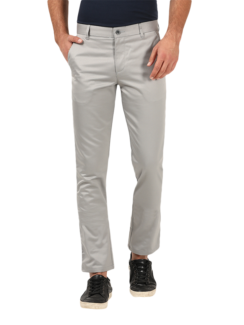 Jase Skinny Premium Collection Grey Cotton Casual Trousers for Men
