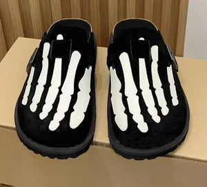 Skeleton Flat Slippers - White Market