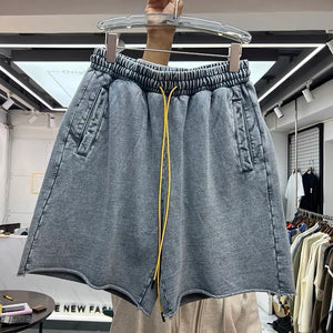 400gsm Heavy Acid Wash Shorts - White Market