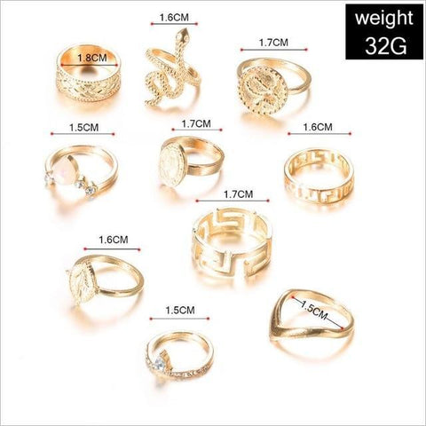 10 Piece Snake Ring Set – White Market