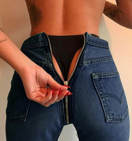 back zip up jeans