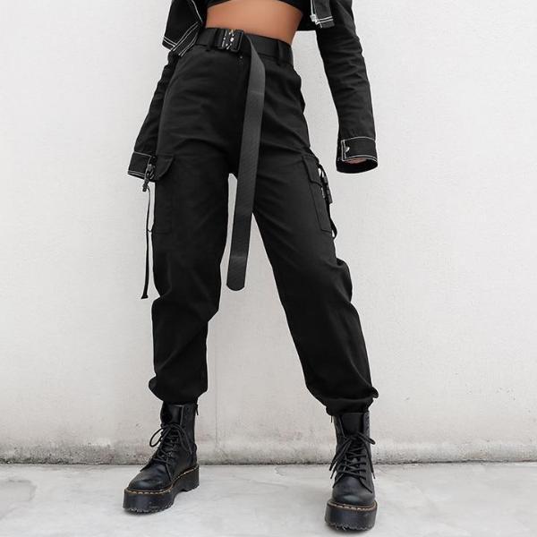 black nylon cargo pants