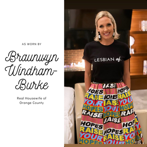 Braunwyn Windham-Burke wearing Lesbian AF shirt