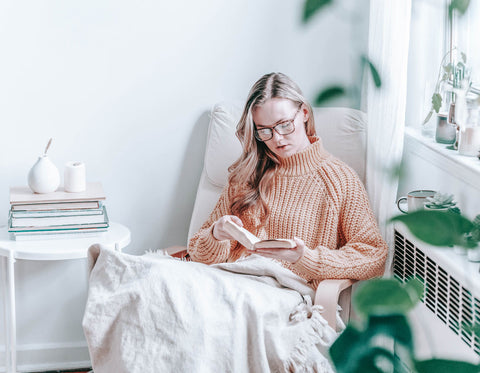 Mom Reading Book in Chair