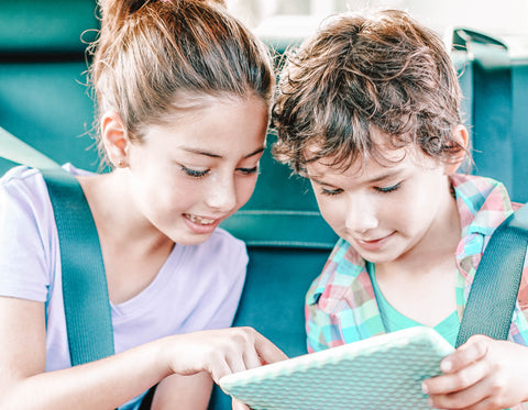 Kids Playing with Toy in Back Seat