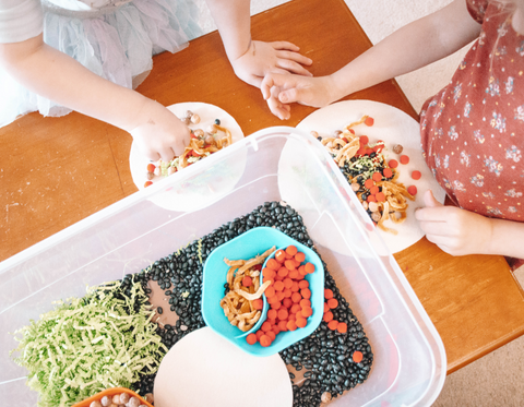 Playing with Taco Sensory Bin