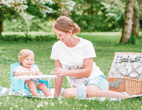 Mom and Daughter Having Picnic in Park Sitting in My Chair