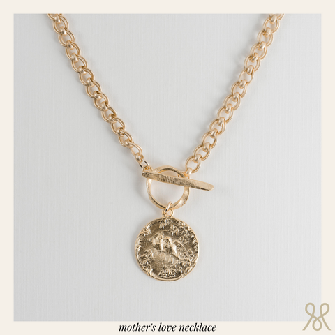 gold chain necklace with coin pendant for mothers day