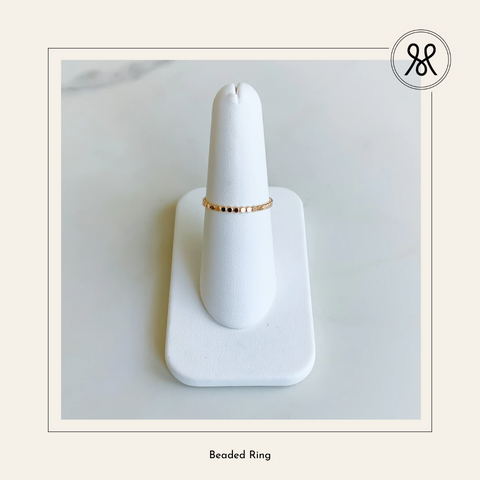 dainty gold beaded ring by few made jewelry