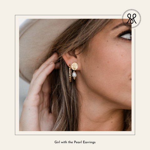 gold and pearl drop earrings by few made jewelry