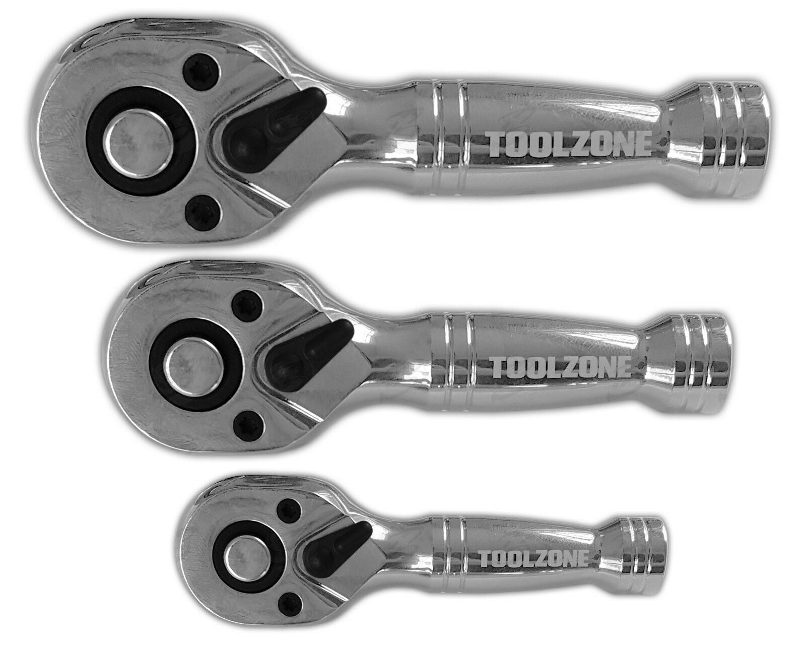 Toolzone 3pc Stubby Ratchet Handles 1 4 3 8 1 2 Drive Reversible So Berlin Tools