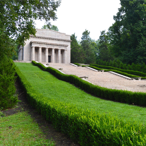 on the white steps  Abraham Lincoln Birthplace National Historical Park