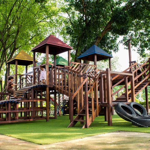 Children wooden playground at the Clackamette RV Park