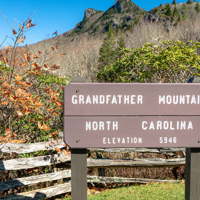 park sign made out of wood at Grandfather Mountain State Park