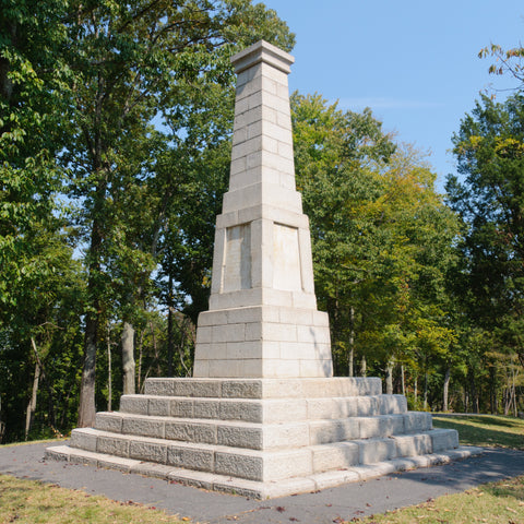 Historic white rock sculpture at Kings Mountain National Military Park