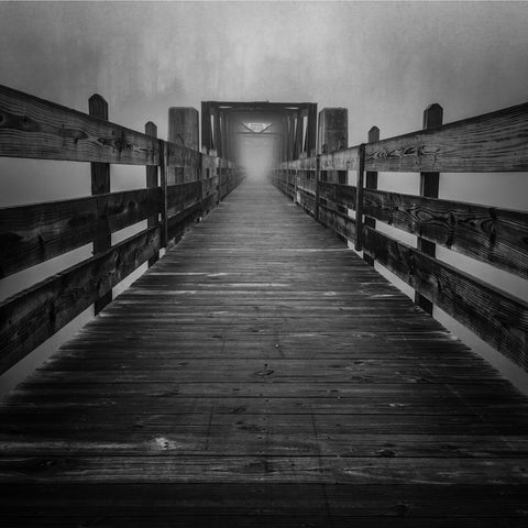 walking on a wooden bridge at Tims Ford State Park 