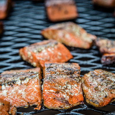 salmon on the grill at Wrangell St. Elias National Park