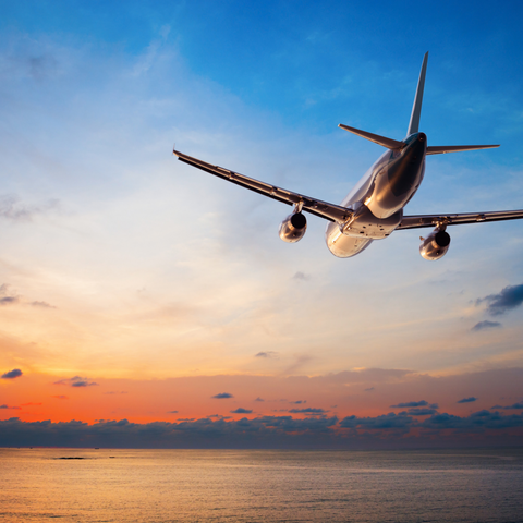 Airplane flying into the airport