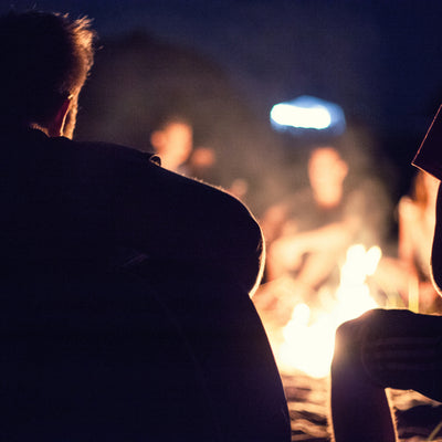 Campfire with friends while camping