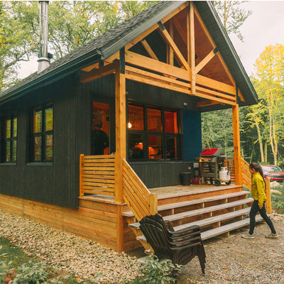 Eugene T camp ground green wooden cabin