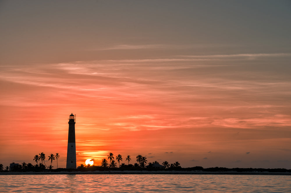 Dramatic Sunset View of Lighthouse in Dry Tortugas National Park Florida