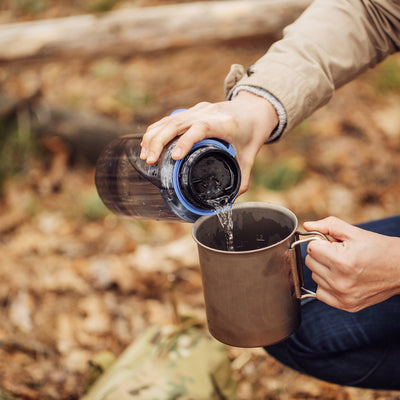 drinking water on a hike near the rv park