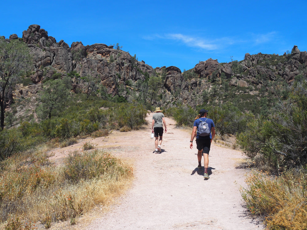 Hikers Walking Down Dirt Path in Pinnacles National Park