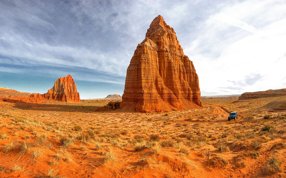 Jeep Driving Through Capitol Reef National Park Utah