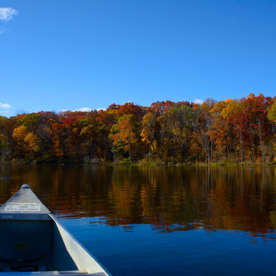 on the lake in the canoe