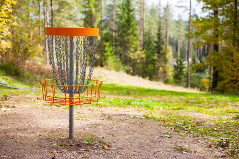 Disc golf in the campground 