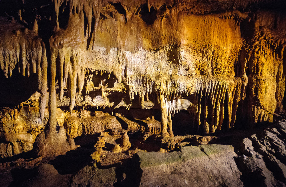 Stalactite Formations Inside Cave at Mammoth Cave National Park USA