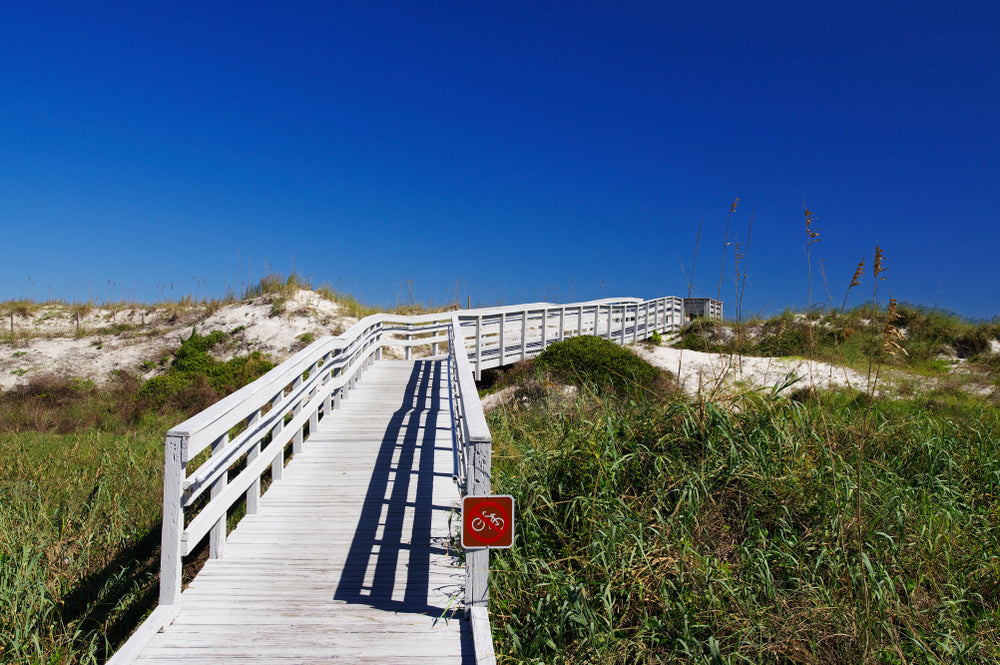 View of Boardwalk and Sand Dunes in Anastasia State Park Florida