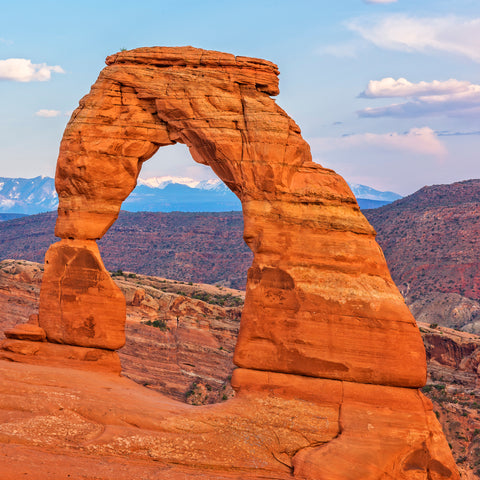 View of Delicate Arch in Arches National Park Utah USA