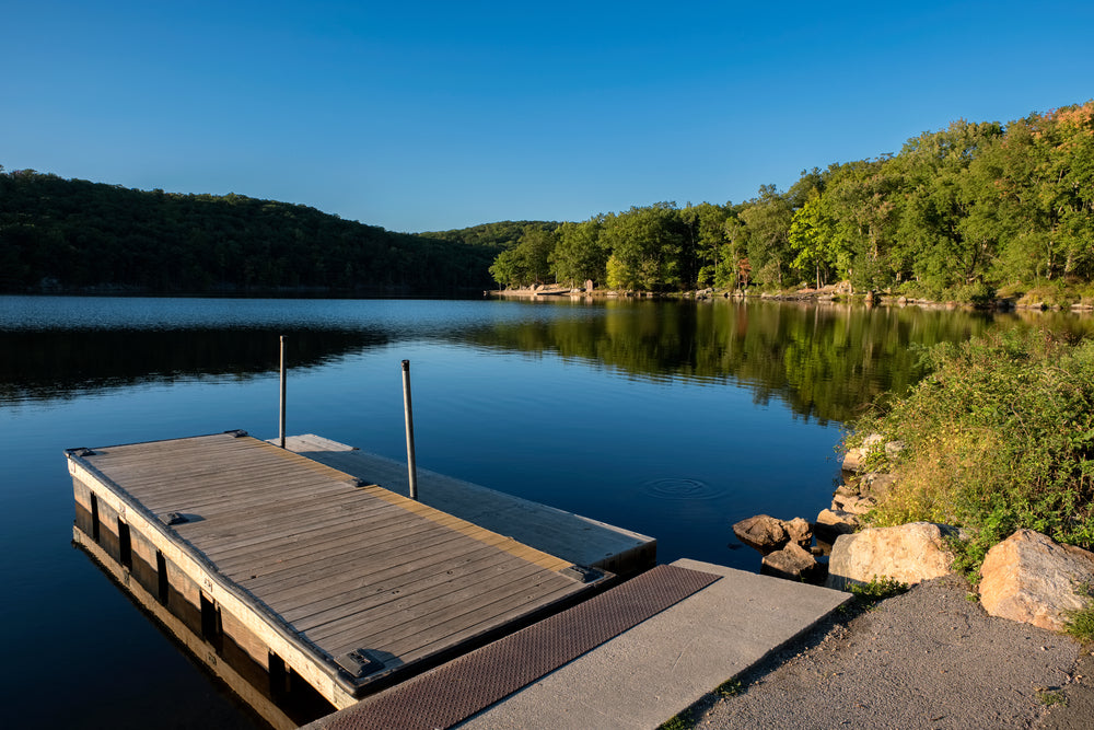 View of Lake With Dock on Lake Sebago Harriman State Park New York