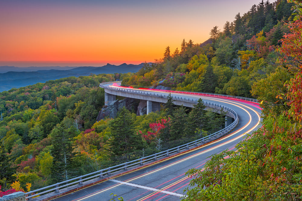 View of Linn Cove Viaduct at Dusk at Grandfather Mountain State Park North Carolina