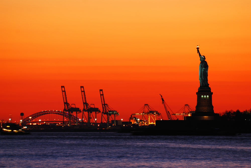 View of Statue of Liberty During Sunset Liberty State Park New Jersey