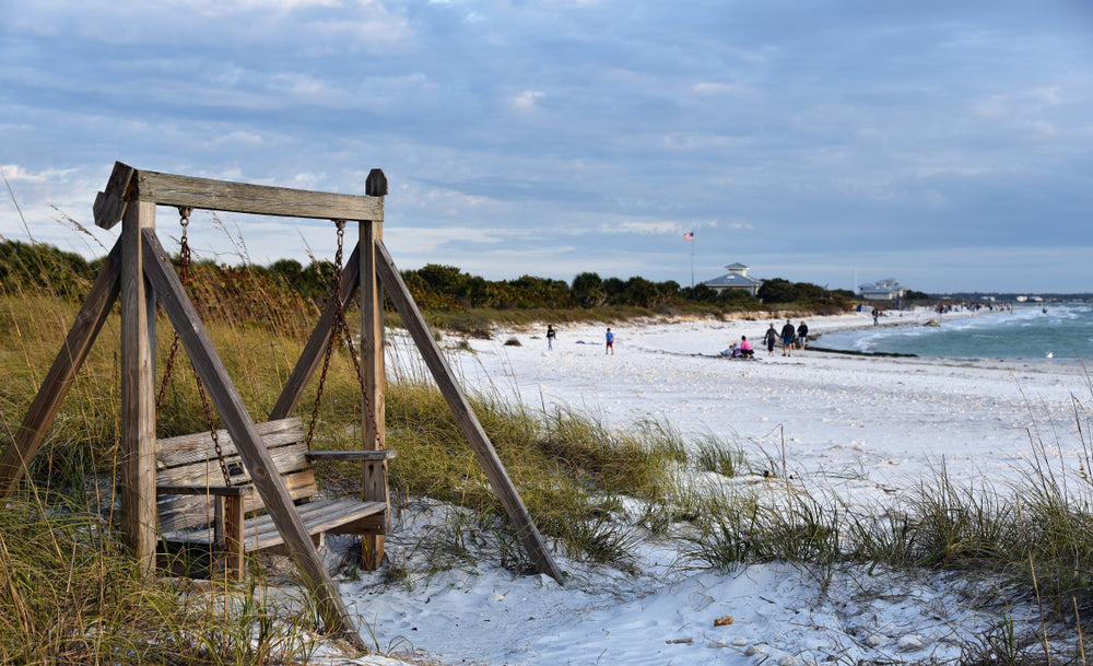 Wooden Swing on Beach in Honey Moon Island State Park Florida