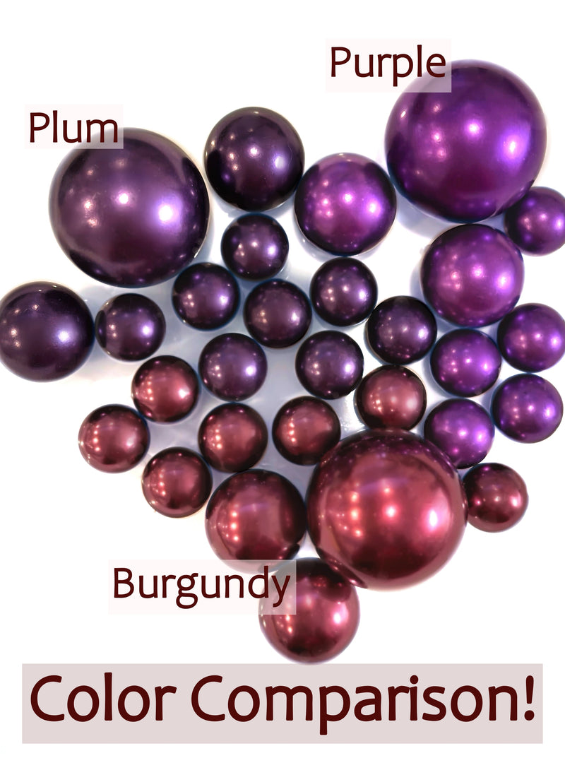 "Floating" Burgundy Pearls - No Hole Jumbo/Assorted Sizes Vase Decorations