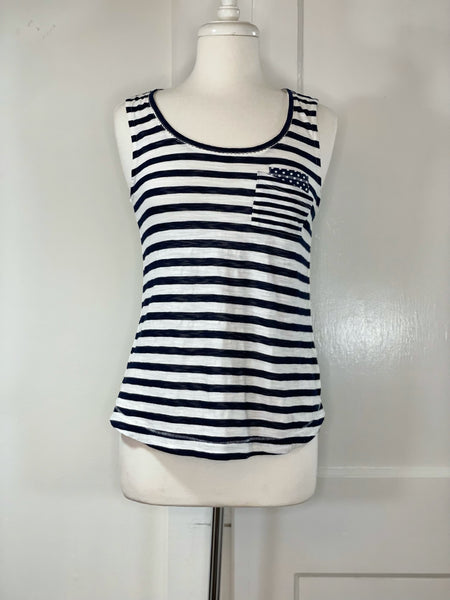 Anthropologie striped tank with double pockets