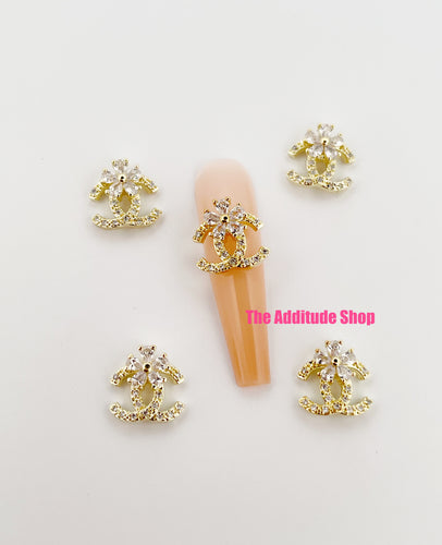 Dangling C Gold Zircon 3D Nail Charms (5 Pieces) – The Additude Shop