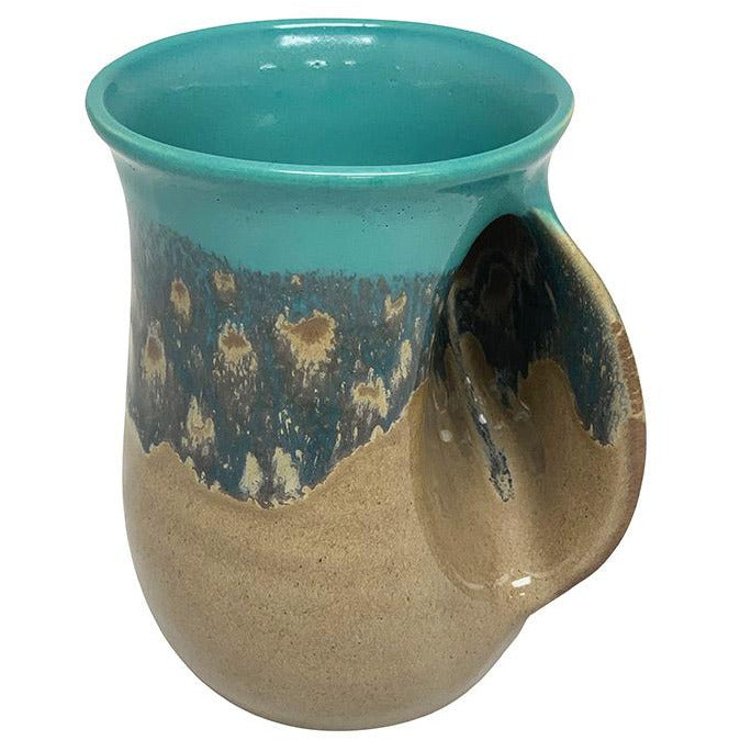 Hand-Hug Mug, RH, Aqua/Tan